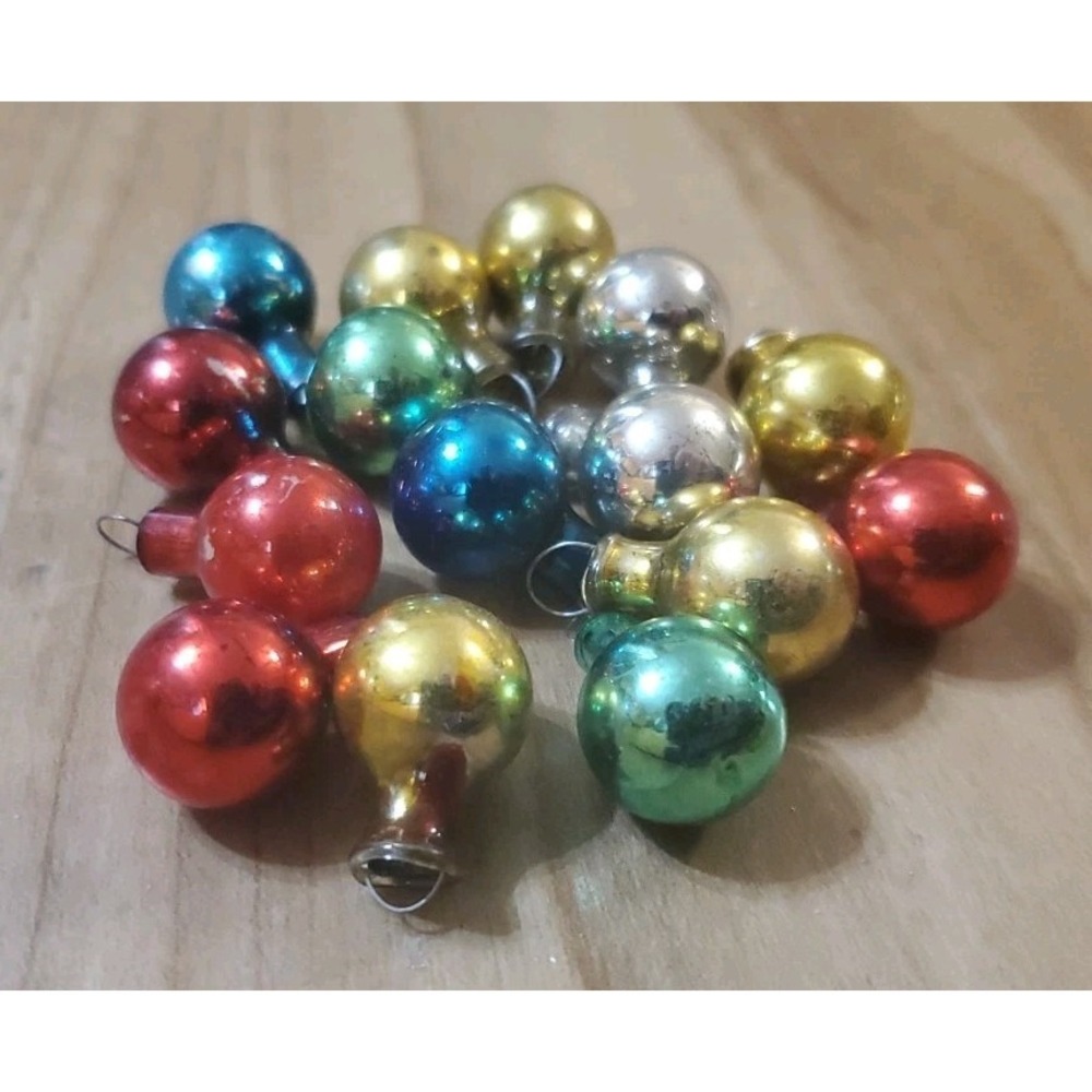 15 Vintage Miniature Glass Christmas Tree Ball Bulb Ornaments 1/2" - Picture 2 of 6
